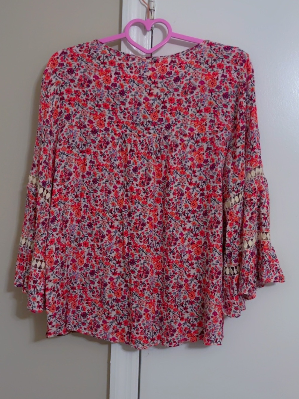 ONE WORLD Pink Floral Boho Tunic with Cream Tassel - Picture 4 of 5